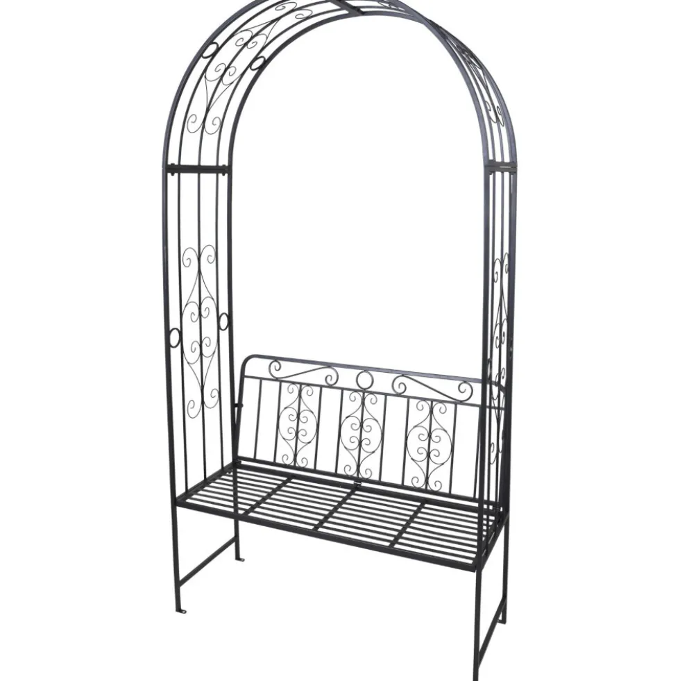 Rosenbogen mit Bank 121x53x230 cm aus Metall