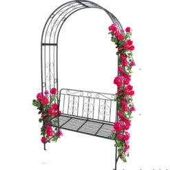 Rosenbogen mit Bank 121x53x230 cm aus Metall