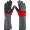 Rosenhandschuhe Größe 10 grau-rot aus Polyester/Elastan mit Stulpe