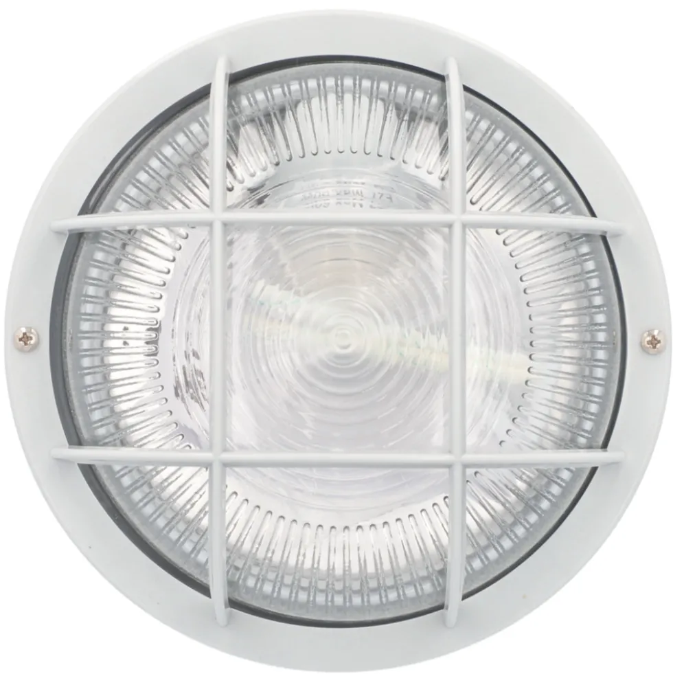 Rundleuchte max. 60W PVC-Korb und Glaskörper IP 44 weiß