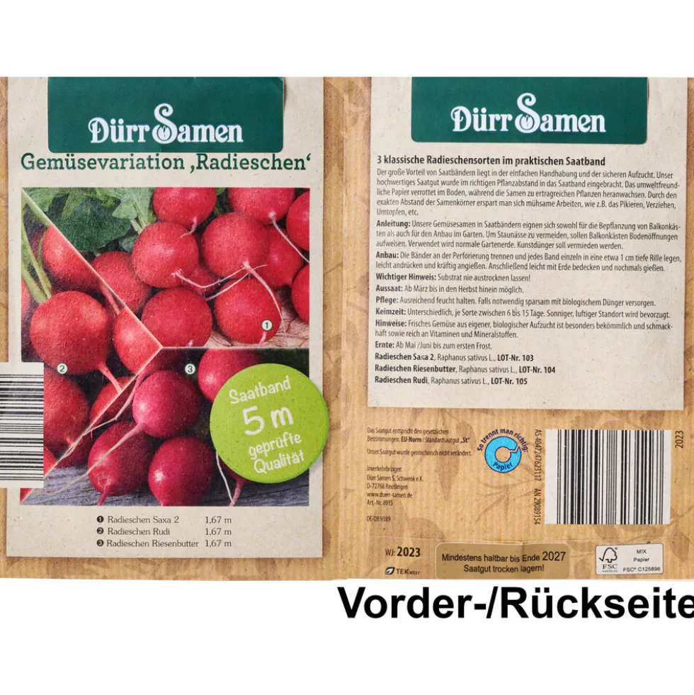 Saatband 3 Stück / Saatscheiben 5 Stück, sortiert
