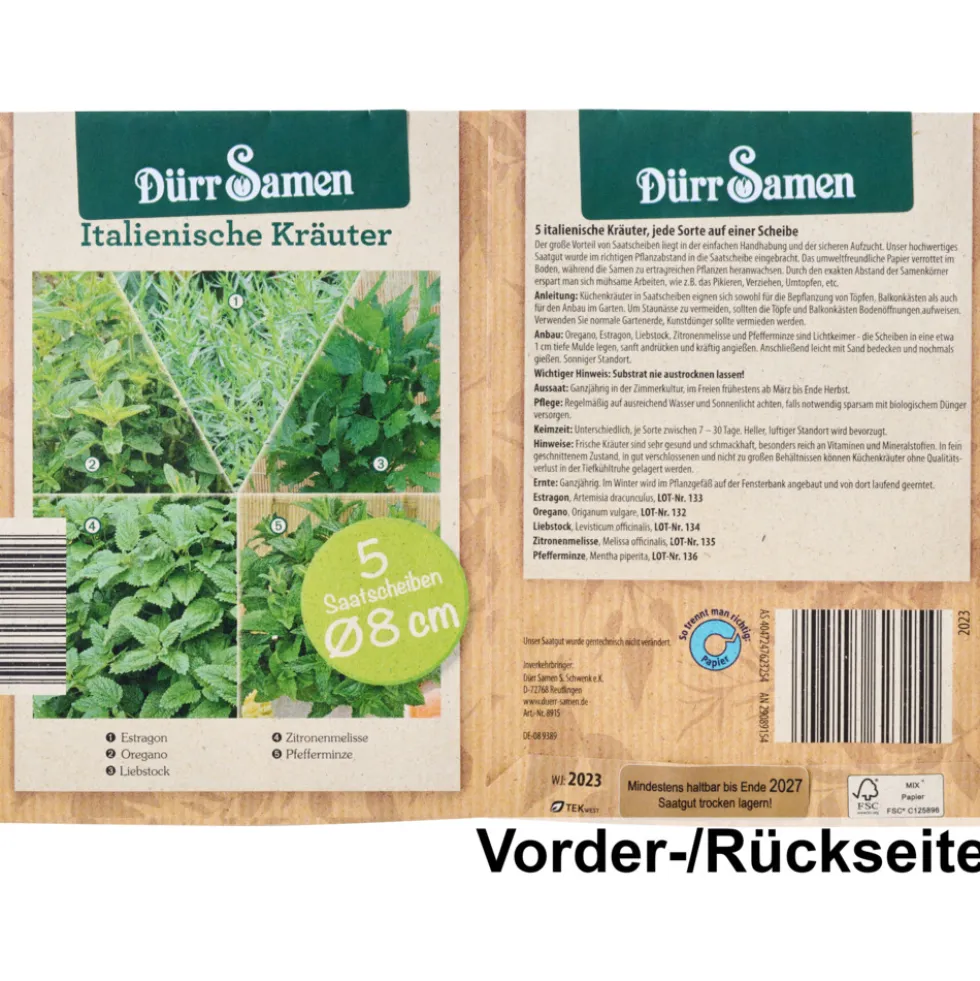 Saatband 3 Stück / Saatscheiben 5 Stück, sortiert