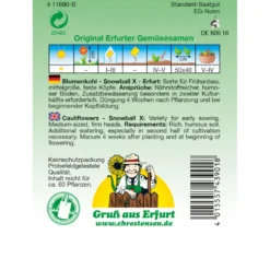 Saatgut Blumenkohl Snowball für ca. 60 Pflanzen