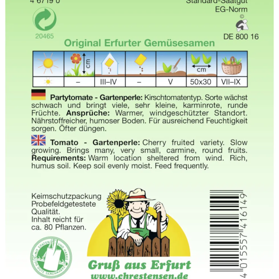 Saatgut Buschtomate Gartenperle ca. 80 Pflanzen