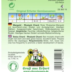 Saatgut Mangold Rhubarb Chard ca. 5 laufende Meter