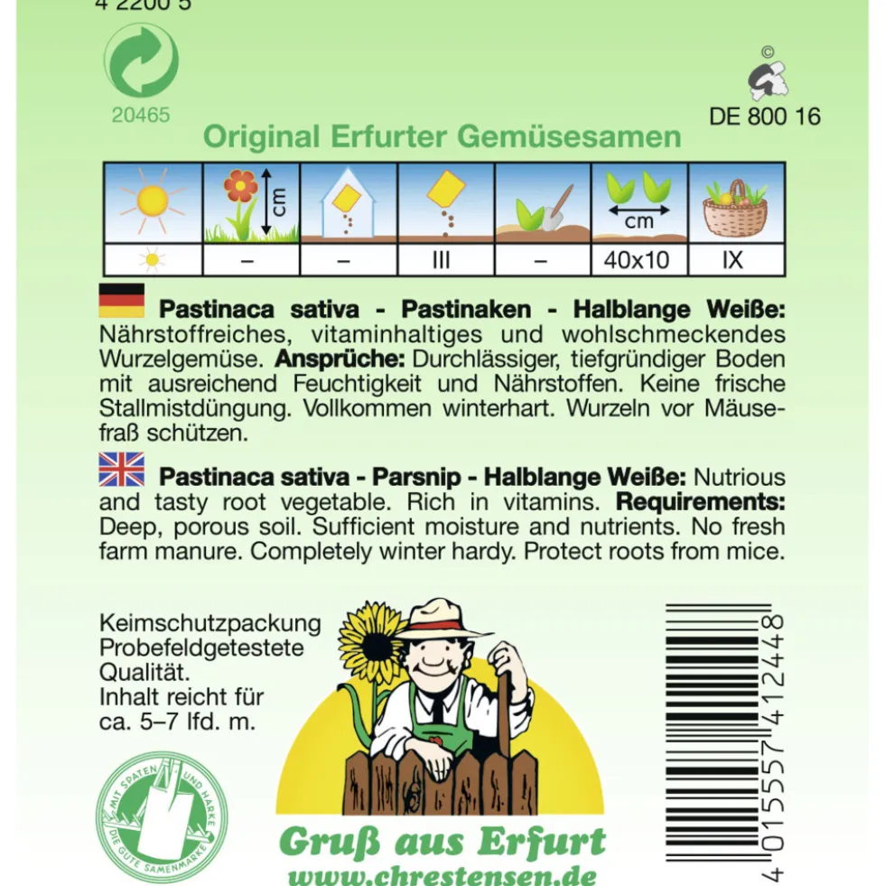Saatgut Pastinaken ca. 5-7 laufende Meter