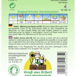 Saatgut Radies Mix mit Dill ca. 6-8 laufende Meter