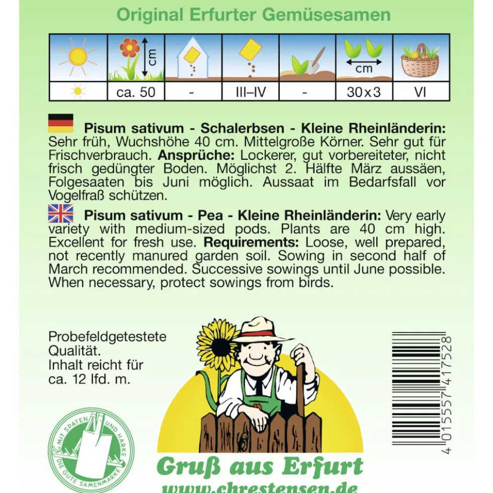 Saatgut Schalerbsen ca. 12 laufende Meter