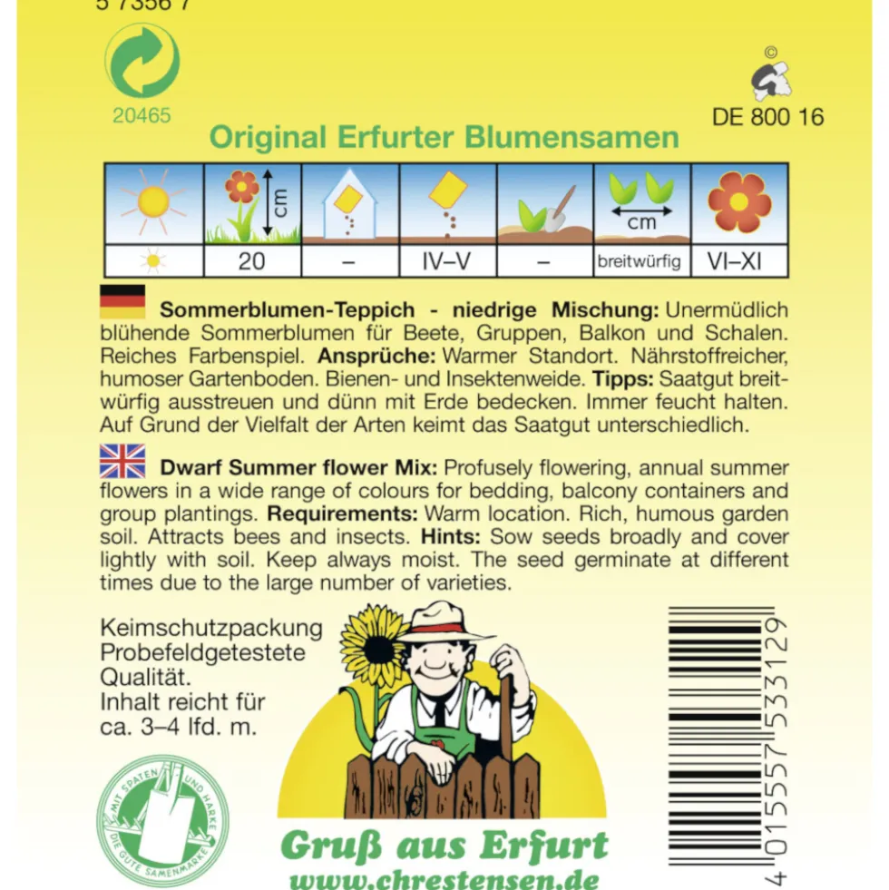 Saatgut Sommerblumen-Teppich ca. 3-4 laufende Meter