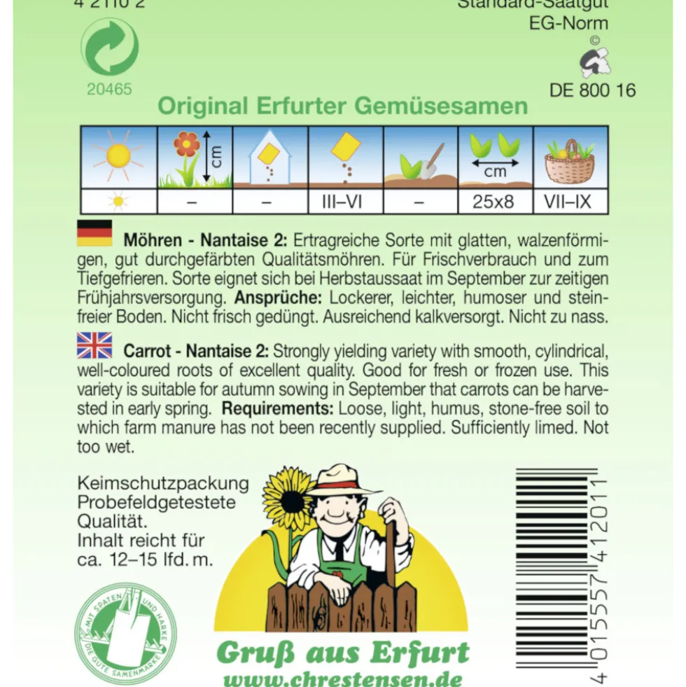 Saatgut Speisemöhre ca. 12–15 laufende Meter