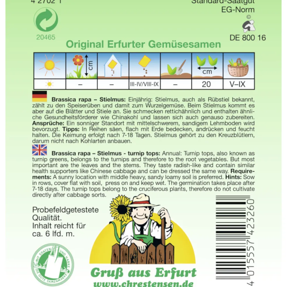 Saatgut Stielmus ca. 6 laufende Meter