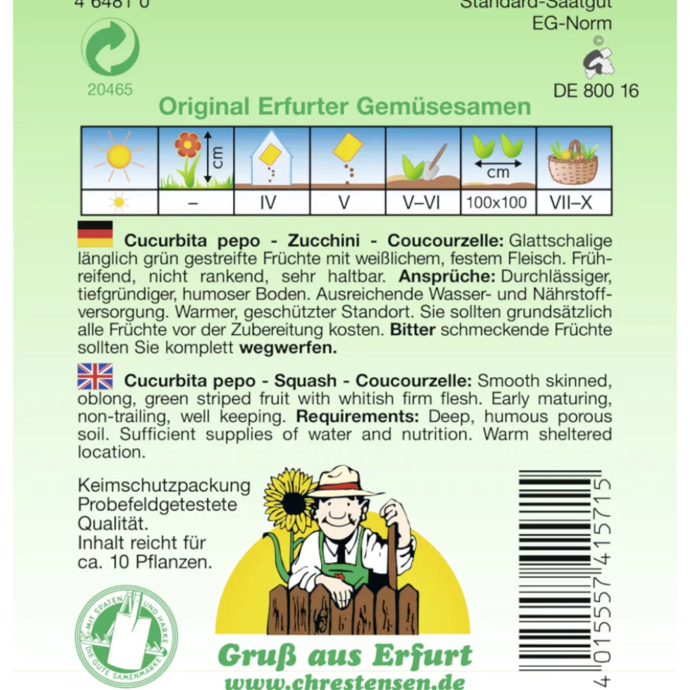 Saatgut Zucchini Cocozelle ca. 10 Pflanzen