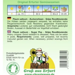 Saatgut Zuckererbse ca. 12 laufende Meter