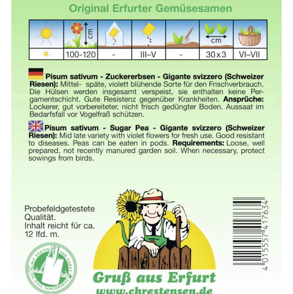 Saatgut Zuckererbse Schweizer Riese PG 4