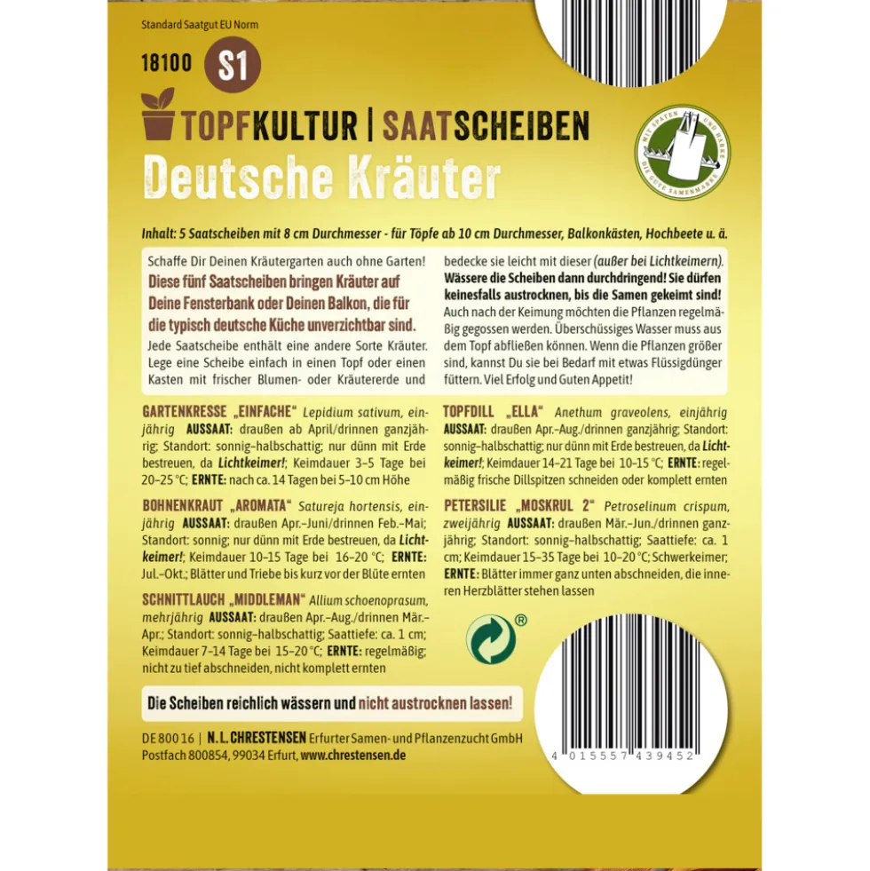 Saatscheiben Deutsche-Kräuter-Mix 5 Scheiben