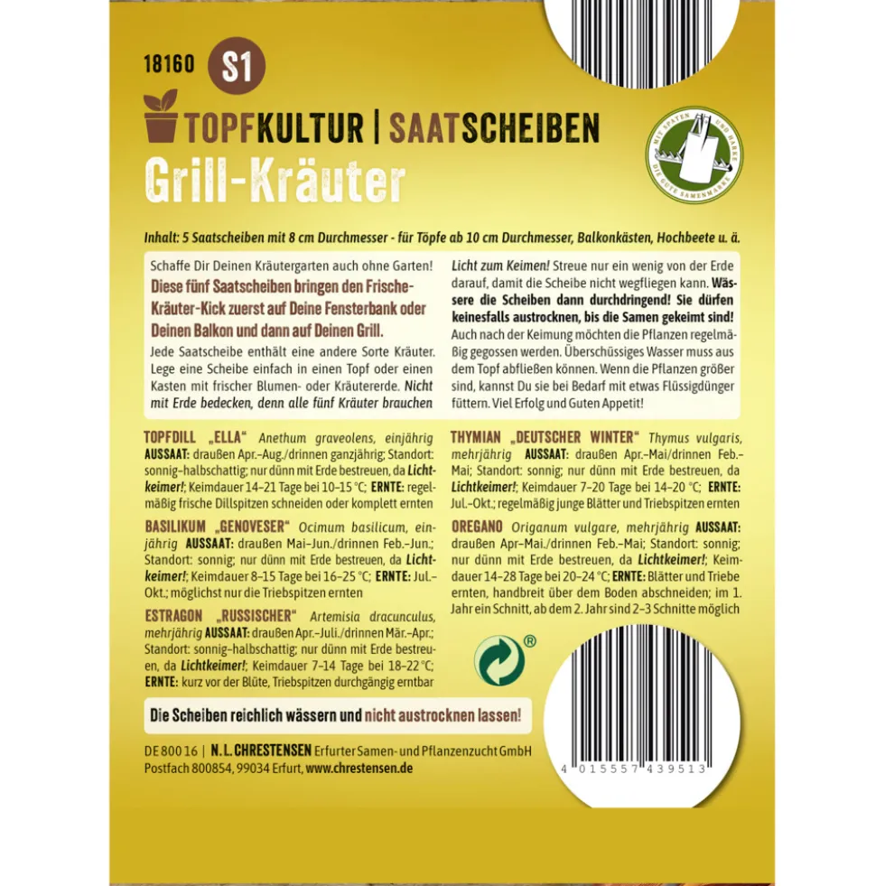 Saatscheiben Grill-Kräuter-Mix 5 Scheiben