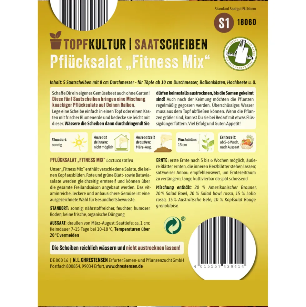Saatscheiben Pflücksalat „Fitness-Mix“ 5 Scheiben