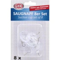 Saugnapf-Set 8-teilig transparent mit Haken