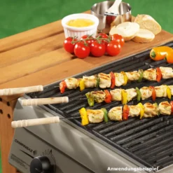 Schaschlikspieße 4 Stück 38,5 cm aus Edelstahl mit Holzgriff