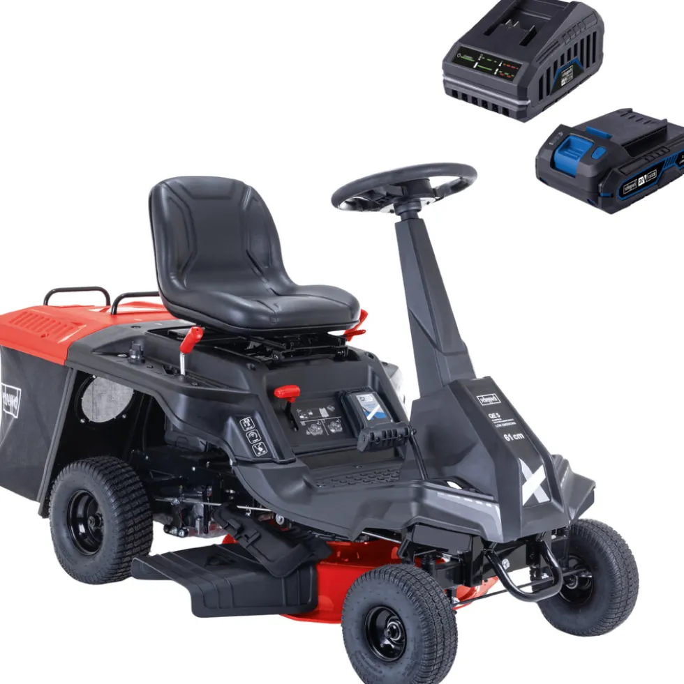 Scheppach Benzin-Aufsitzrasenmäher MR200-61 LT und Akku-Rasentrimmer im Set