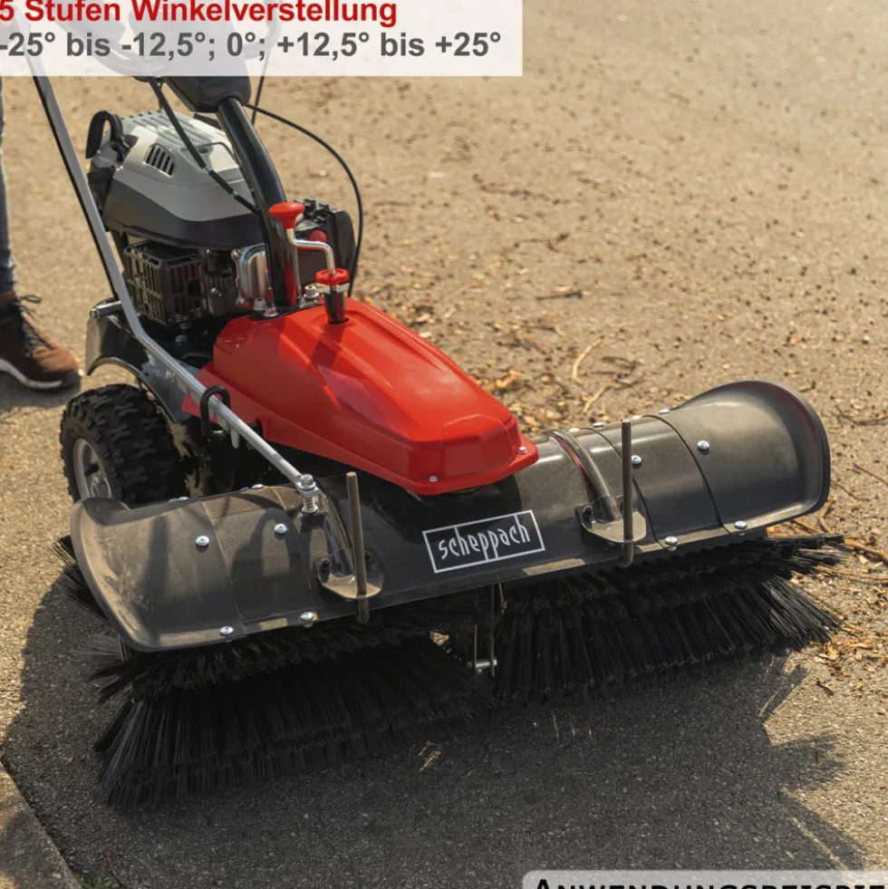Scheppach Benzin-Kehrmaschine SC2200PE mit Sammelbehälter und Schneeschild