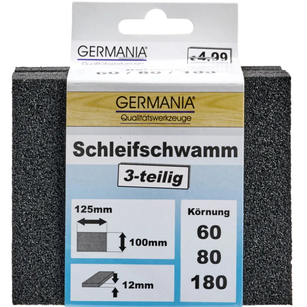 Schleifschwamm 3tlg 125x100x12mm Korn 60/80/180 Schleifblock Schleifklotz
