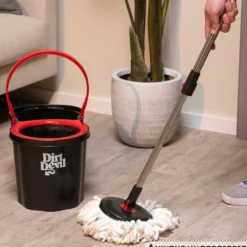 Schleuder-Mopp-Set mit Edelstahlgriff und 360° Drehkopf