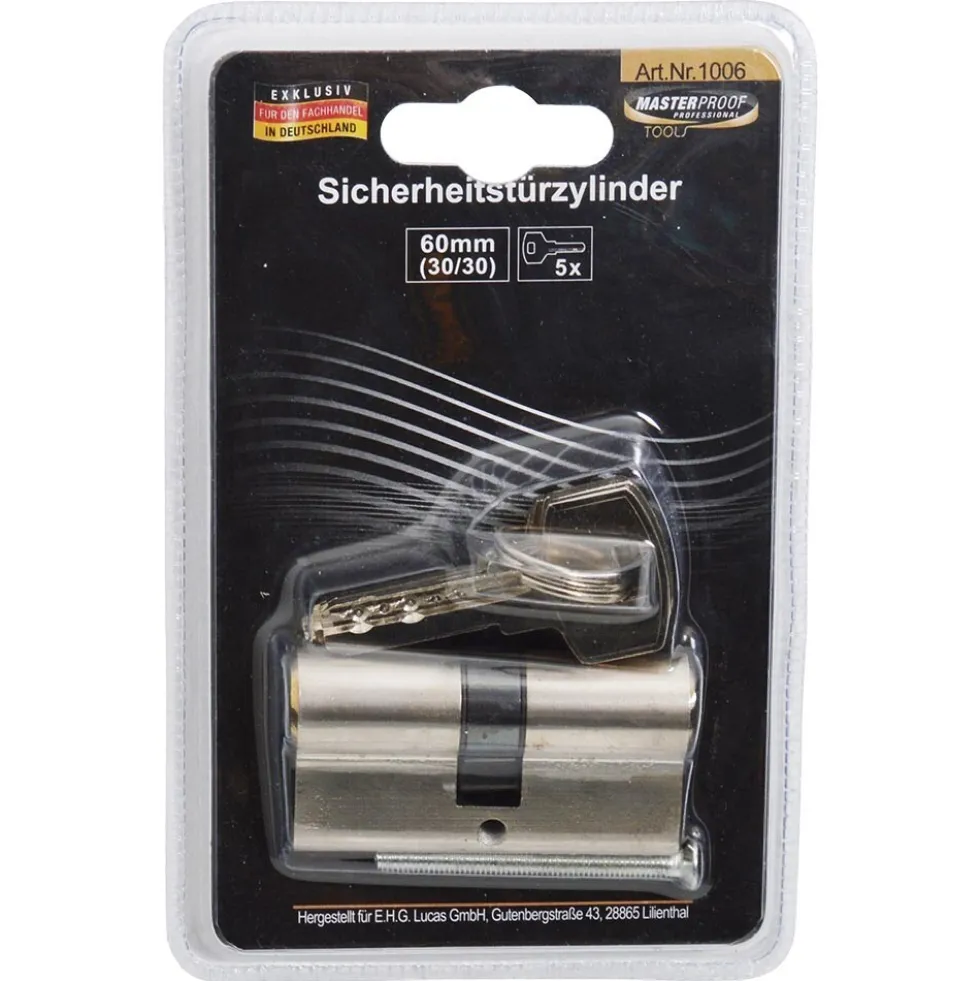 Schließzylinder Profilzylinder 60 mm, 30/30 mit 5 Schlüsseln