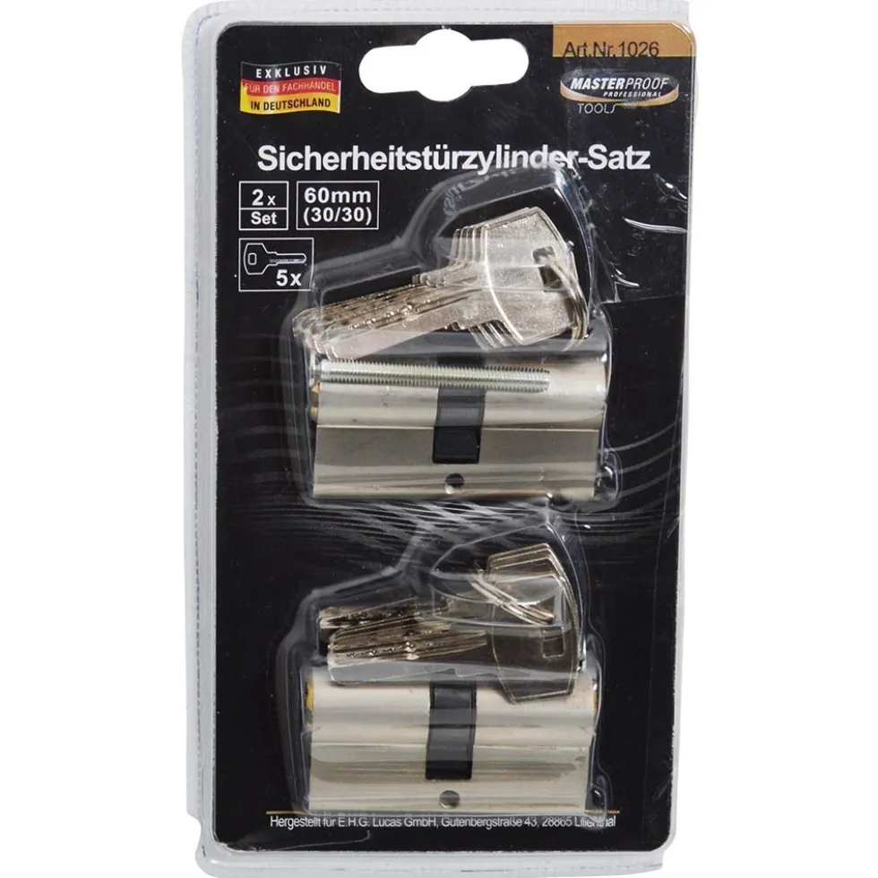Schließzylinder Profilzylinder Satz 60 mm 30/30 2-teilig mit je 5 Schlüsseln