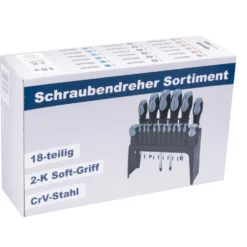 Schraubendreher Set 18-teilig aus CRV-Stahl in Grau-Schwarz