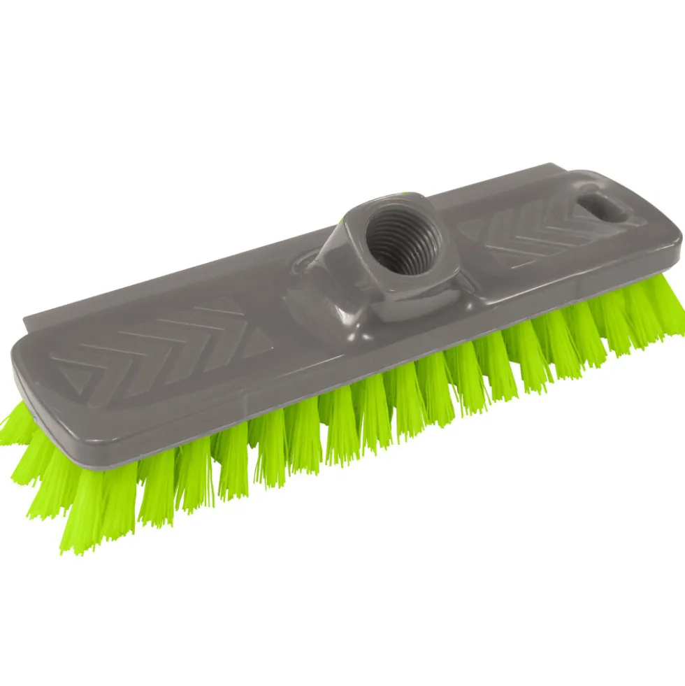 Schrubber 22 cm grau-grün mit Kunststoffborsten und Gewinde