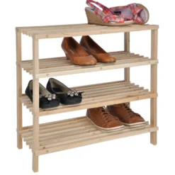 Schuhregal mit 4 Böden 54 x 26 x 52 cm aus Holz