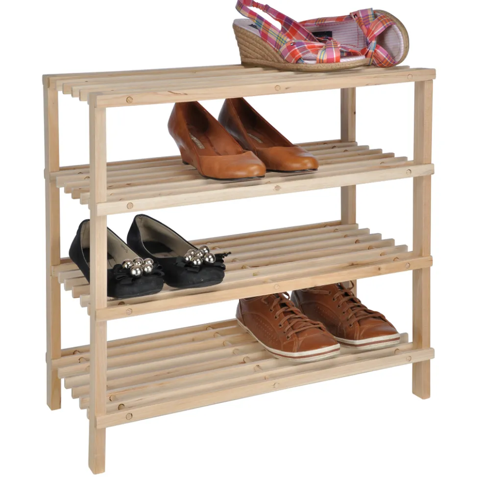 Schuhregal mit 4 Böden 54 x 26 x 52 cm aus Holz