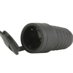 Schutzkontaktkupplung Gummi PVC IP44 mit Deckel schwarz