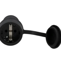 Schutzkontaktkupplung Gummi PVC IP44 mit Deckel schwarz