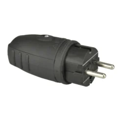 Schutzkontakt-Stecker Gummi IP44 schwarz