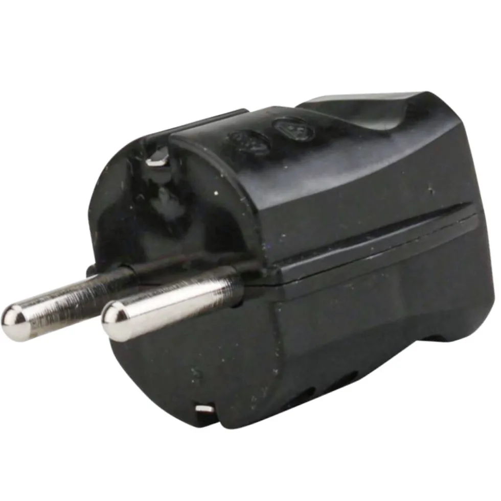 Schutzkontakt Stecker Kunststoff, IP20, schwarz