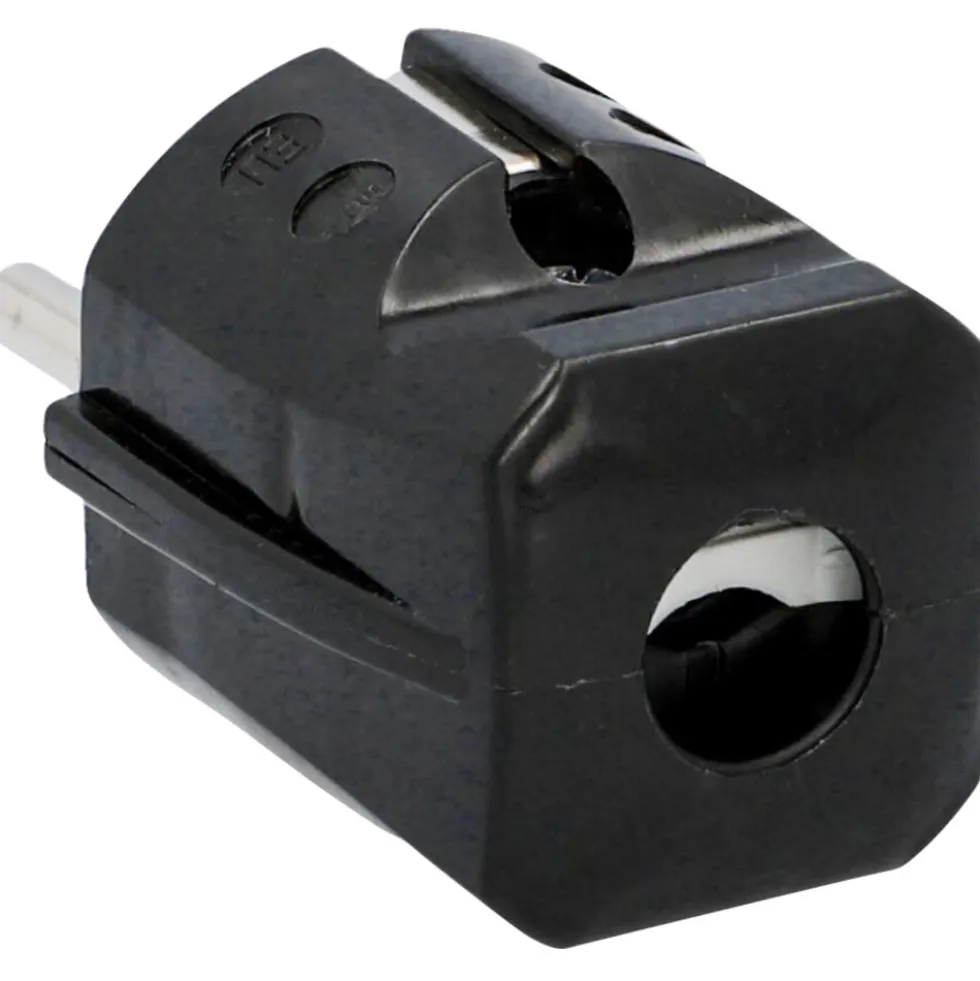 Schutzkontakt Stecker Kunststoff, IP20, schwarz