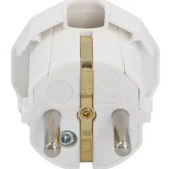 Schutzkontakt-Stecker Kunststoff mit seitlicher Kabelführung weiß