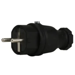 Schutzkontakt-Stecker Vollgummi IP44 schwarz