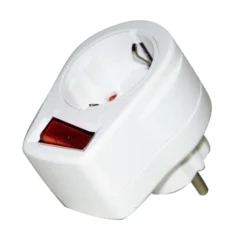 Schutzkontakt-Zwischenstecker 230 V 2-polig mit Schalter weiß