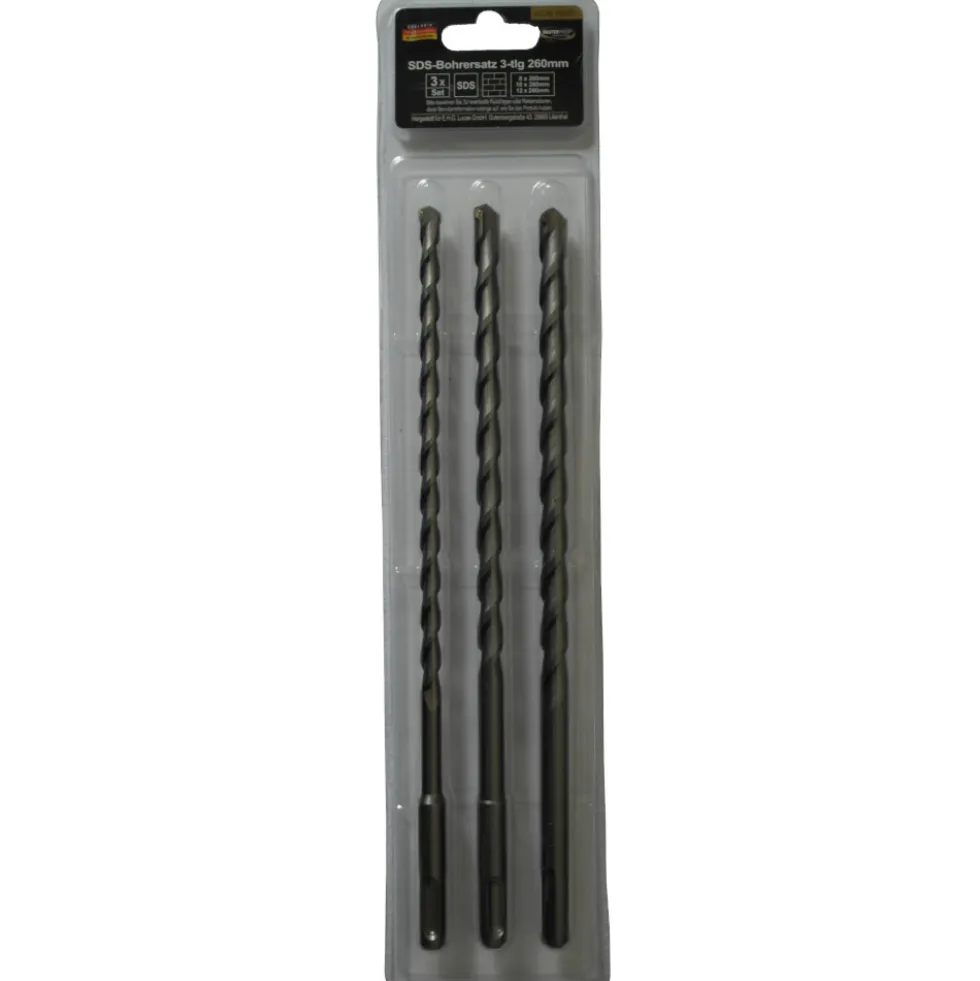 SDS Hammerbohrersatz 3-teilig je 260 mm lang mit 8 - 12 mm Durchmesser
