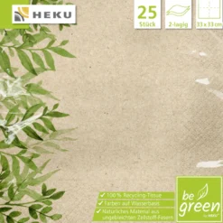Servietten "be green", 25 Stück, Recycling Tissue