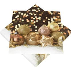 Servietten mit Motiv Sterne creme-gold, 20 Stück