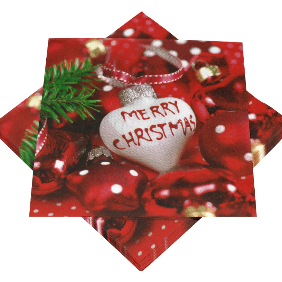 Servietten mit Motiv Weihnachtsherz, 20 Stück