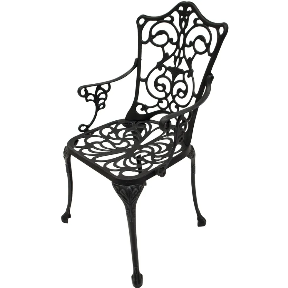 Sessel mit Armlehnen 58 x 90 x 58 cm Aluguss Antik-Grau