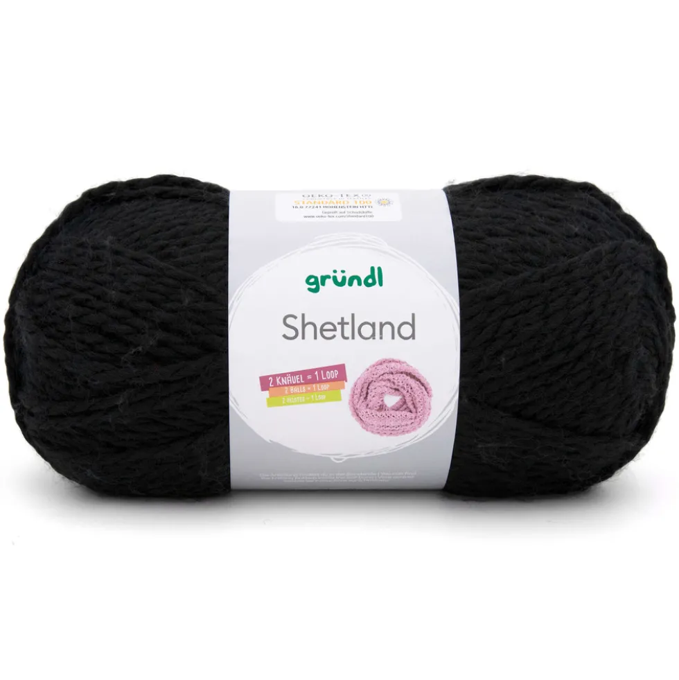 Shetland Wolle 100 g schwarz