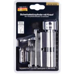 Sicherheitstürzylinder 80 mm, 40/40 mit Knauf und 5 Schlüsseln