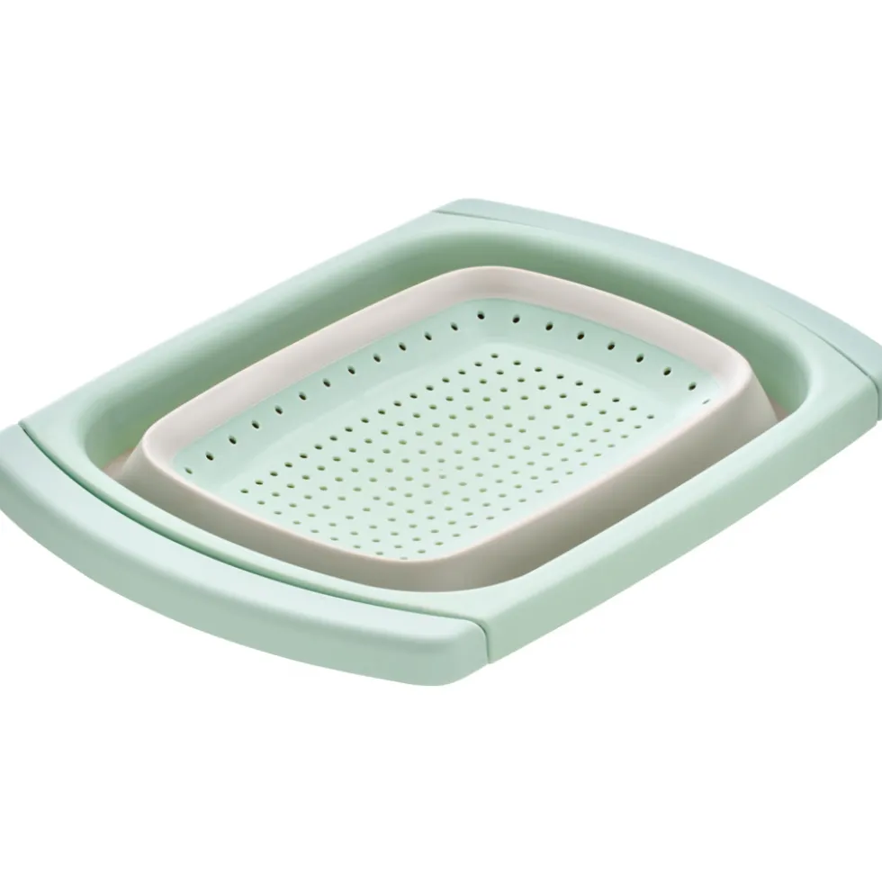 Sieb faltbar medium ausziehbar 38/60 x 26,5 x 4,5 cm grün
