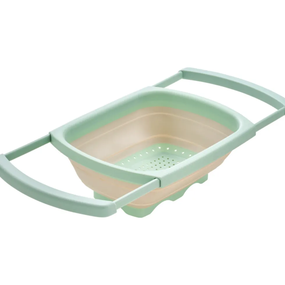 Sieb faltbar medium ausziehbar 38/60 x 26,5 x 4,5 cm grün